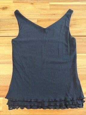 The Limited Black V-Neck Ruffle-Hem Tank
